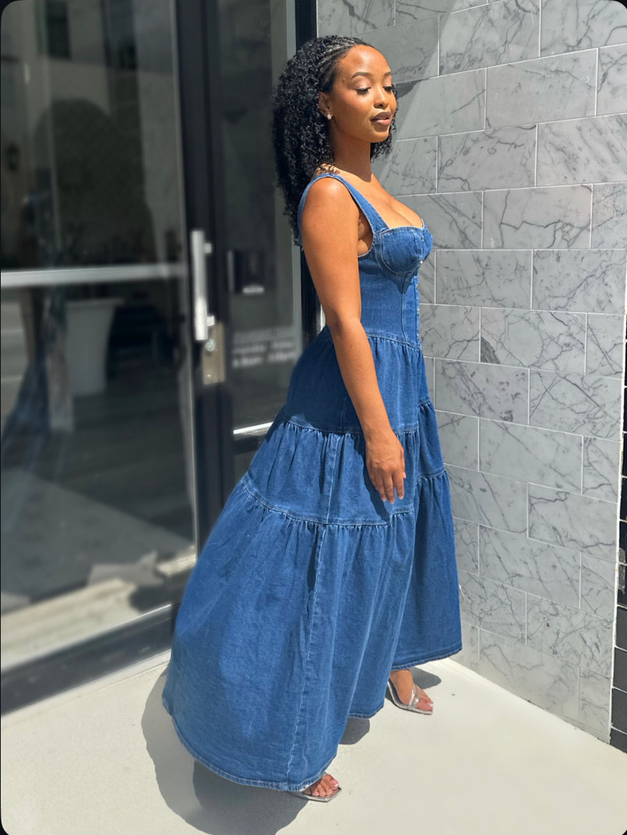 royal blue bridal dresses Denim Belle Maxi – Meow and Barks Boutique