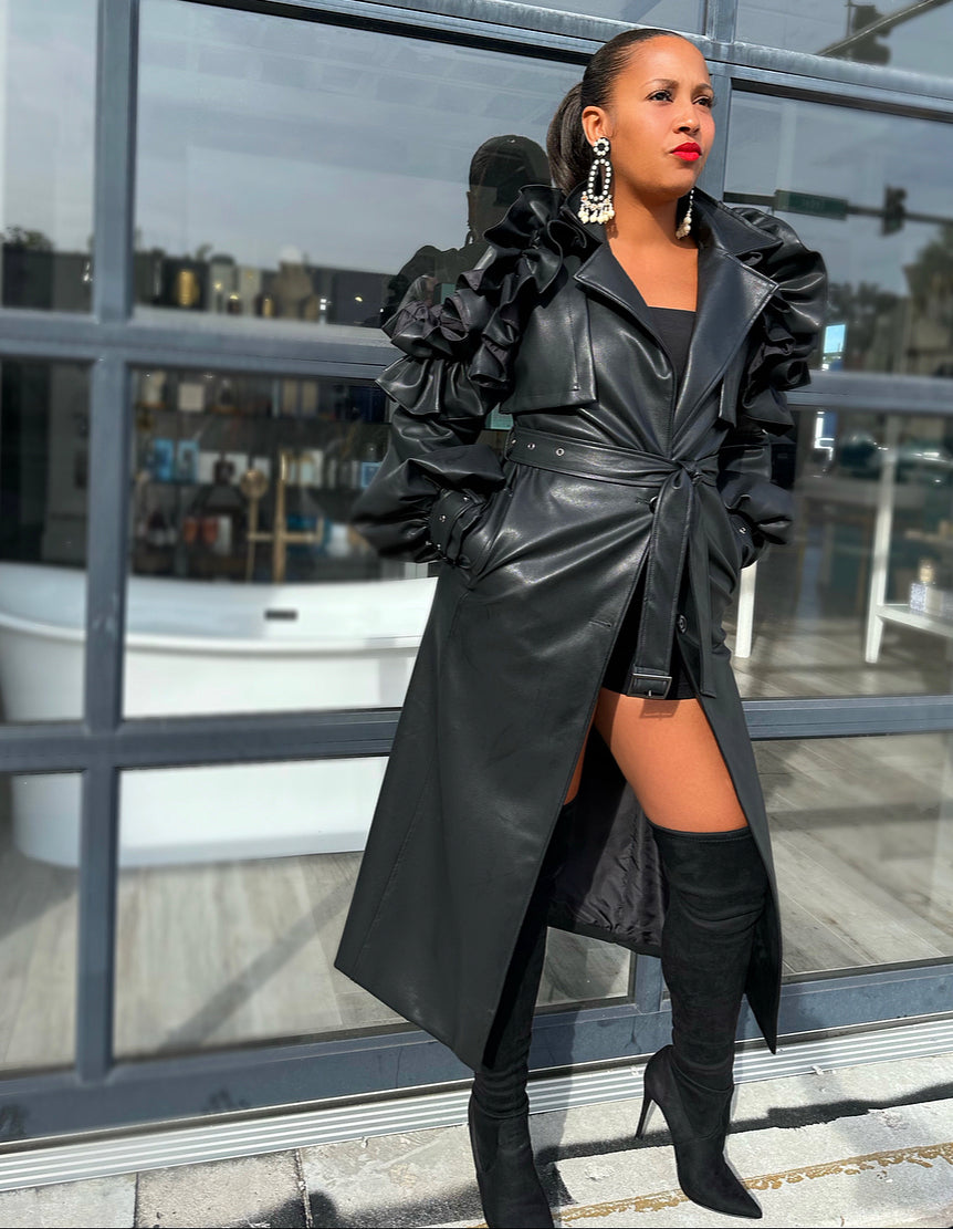 Black Cherry Bomb Ruffle Coat – Meow and Barks Boutique