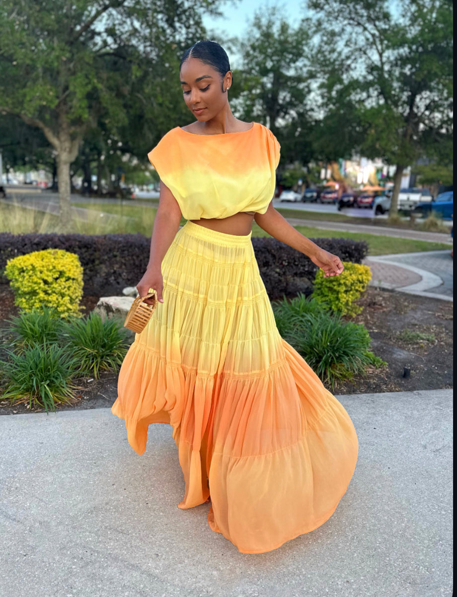 Ombre Sunset Skirt Set – Meow and Barks Boutique