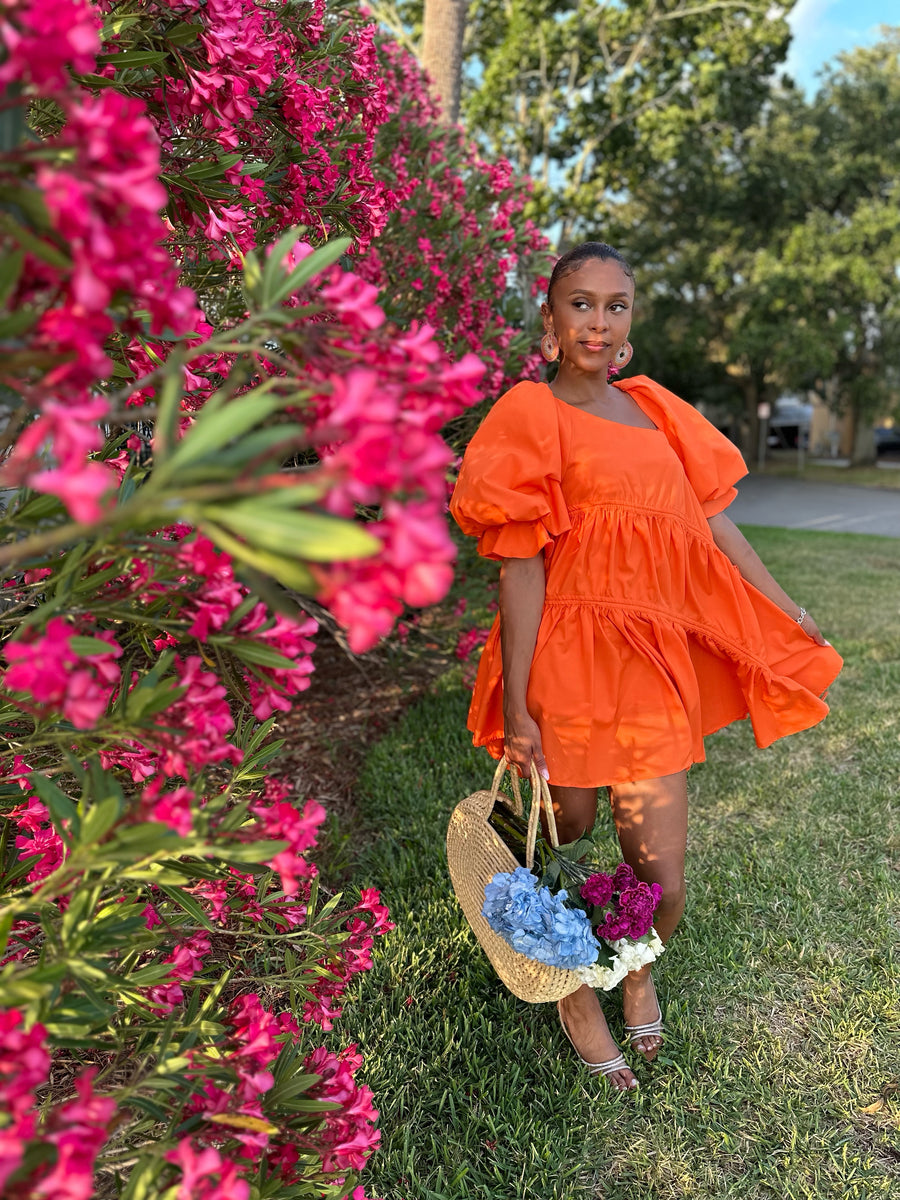 open lace back dress Babydoll Dress ORANGE – Meow and Barks Boutique