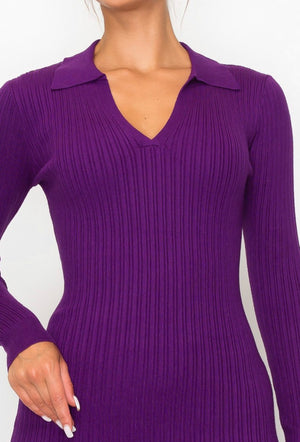 Snapback Sweater Dress (PURPLE)