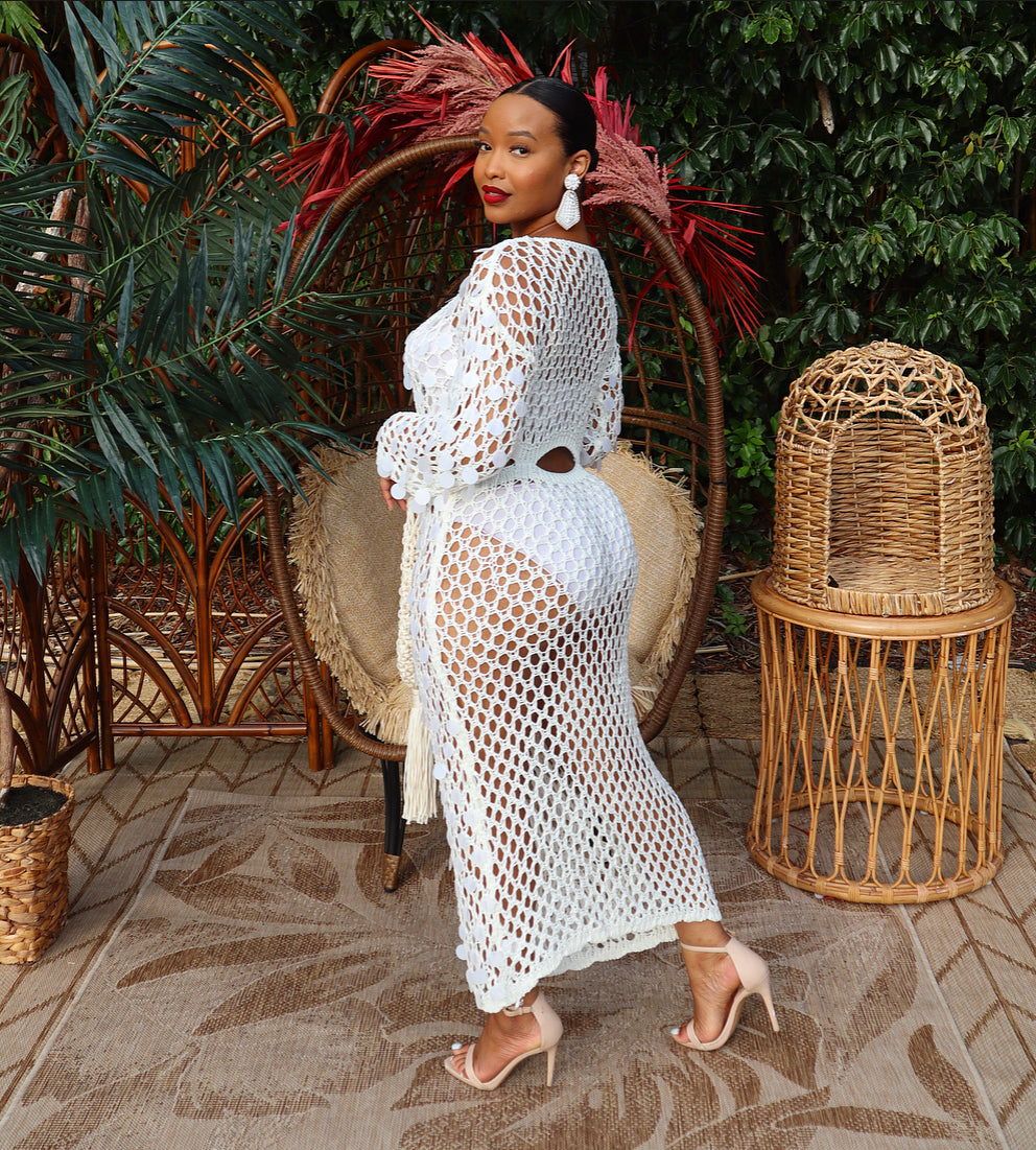 Out the Plastic! Crochet Dress (WHITE) Large 11/12-14/16 Out the Plastic! Crochet Dress (WHITE) Large 11/12-14/16