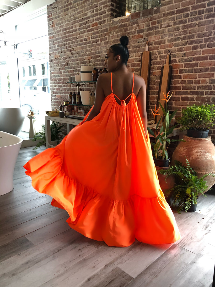 Ghana Dreaming Maxi (Neon Orange) Medium 10-12