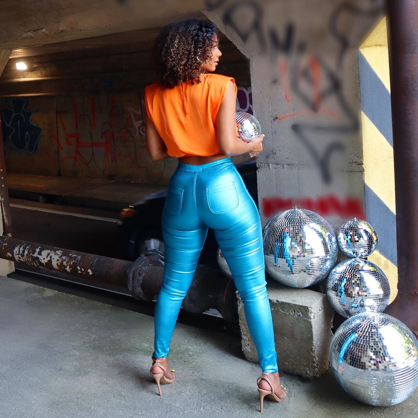 Metallic Disco Jeans (Electric Turquoise) – Meow and Barks Boutique