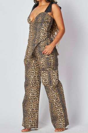 Satin Ribbon Leopard Cargo Set