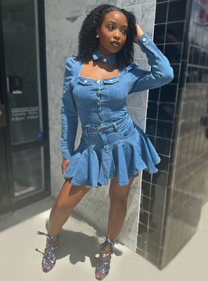 FLIRTY GAL SKIRT DENIM
