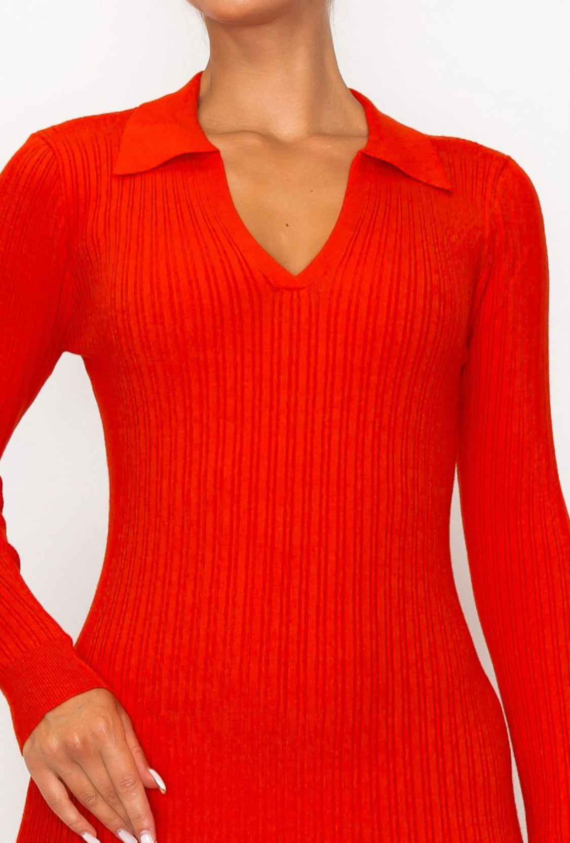 Snapback Sweater Dress (FIRE ORANGE)