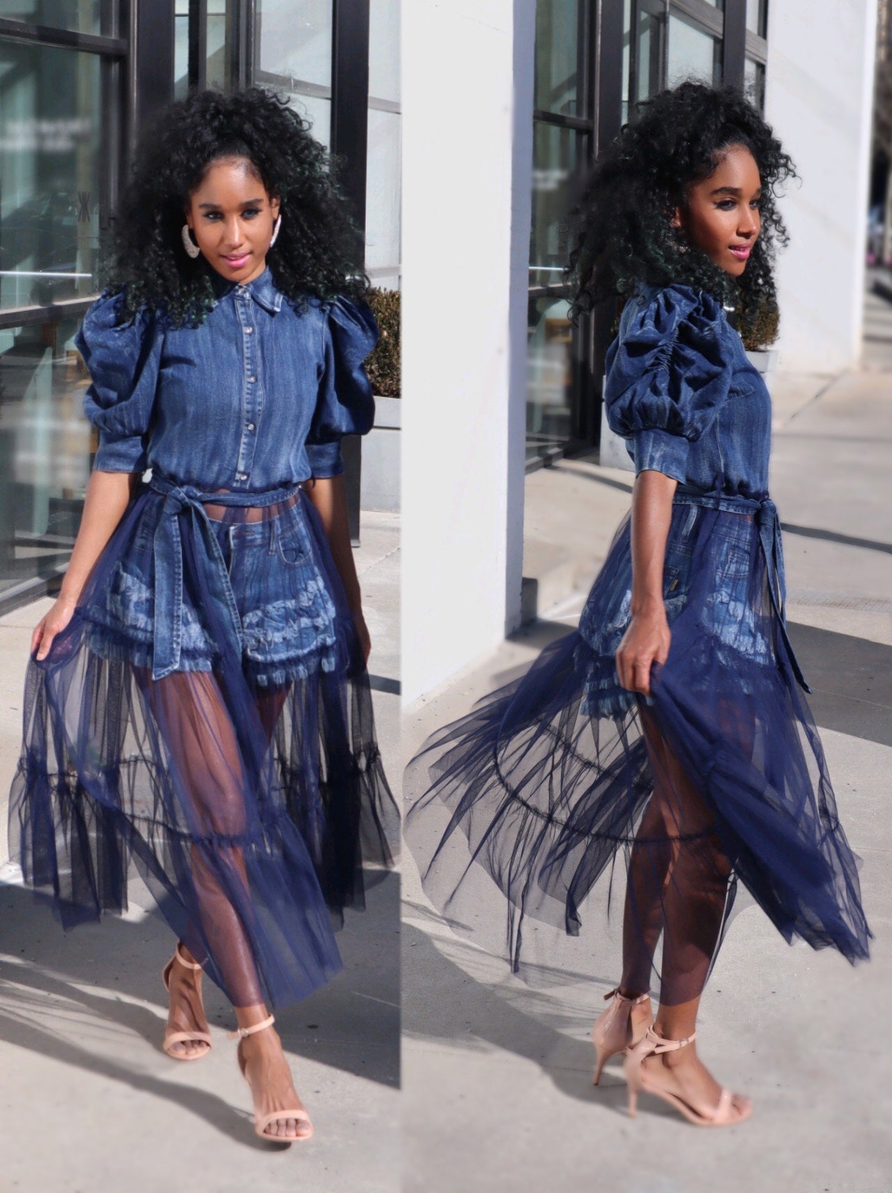 Denim Tulle Top Small Fits Up to 5/6 Denim Tulle Top Small Fits Up to 5/6
