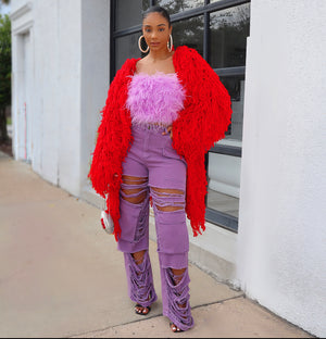 RED Shaggy Sweater