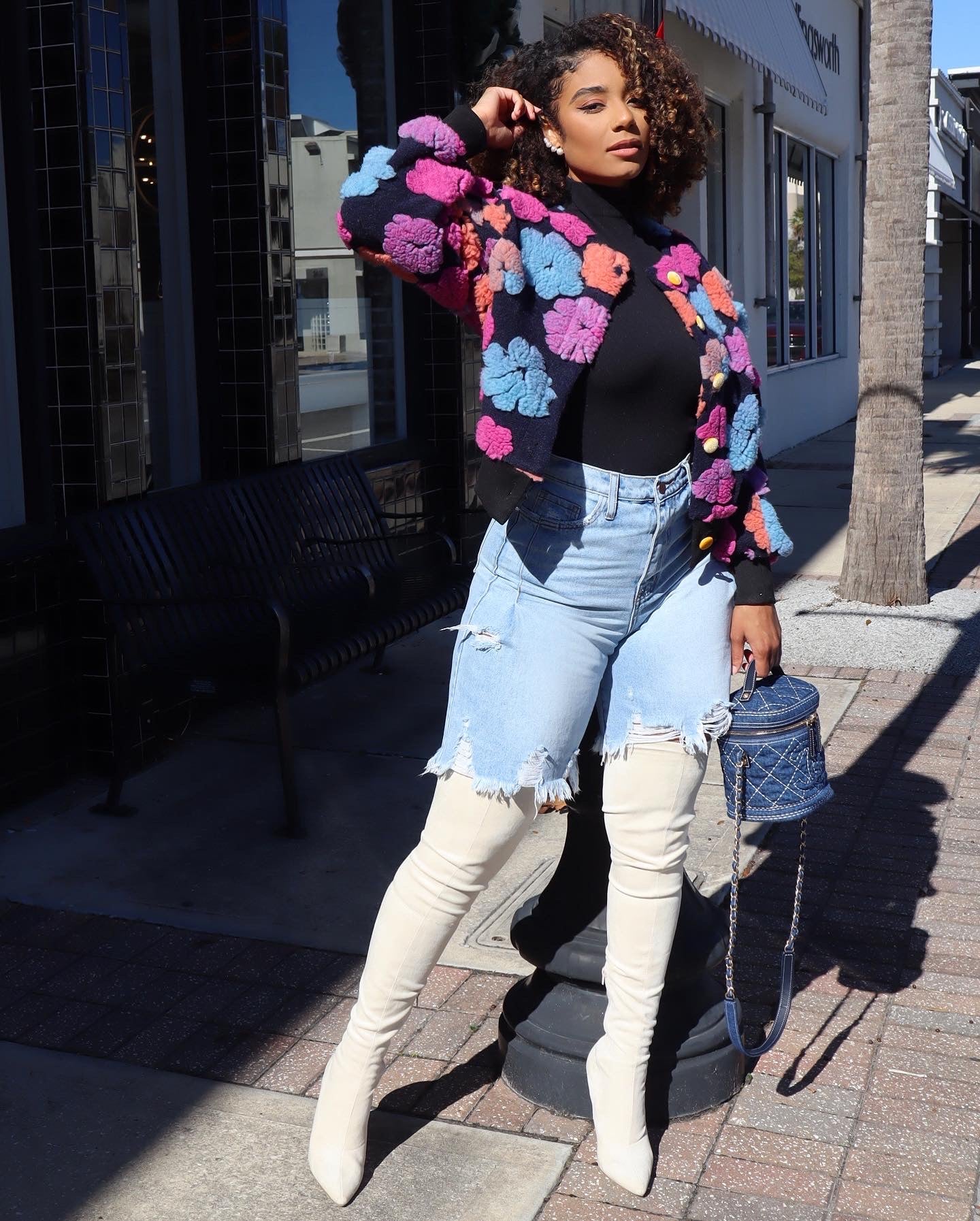 Chenille Flower Bomber RESTOCKED