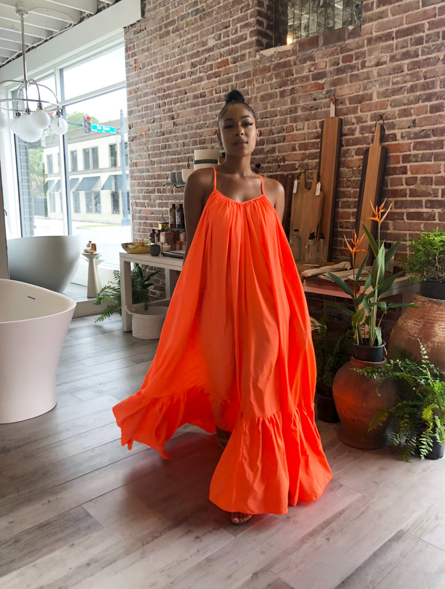 Ghana Dreaming Maxi (Neon Orange) – Meow and Barks Boutique